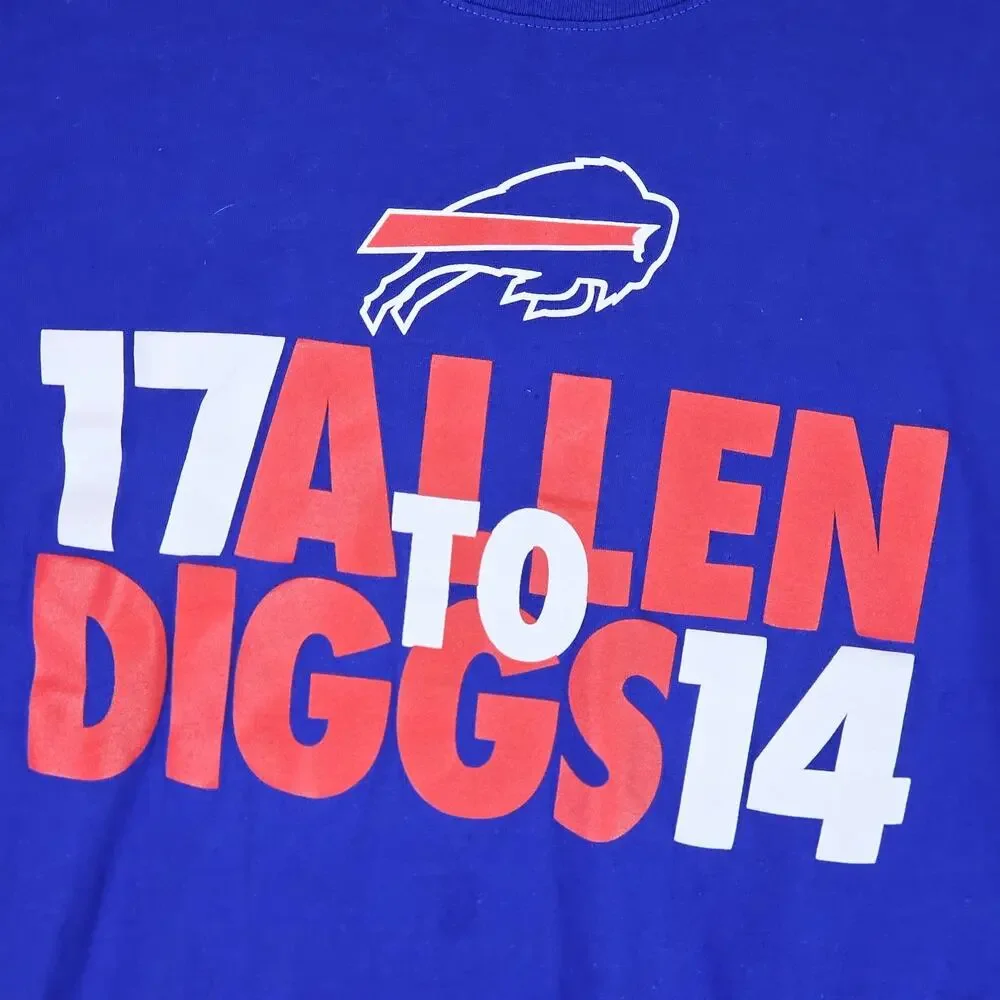 Nike Buffalo Bills Football Men's T-Shirt 17 Allen To Diggs 14 Fanatics Cotton